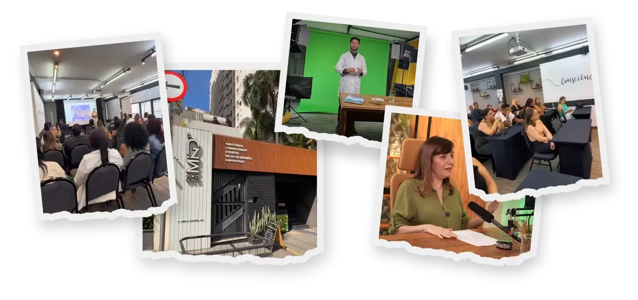Colagem de ambientes variados no Espaço MIND